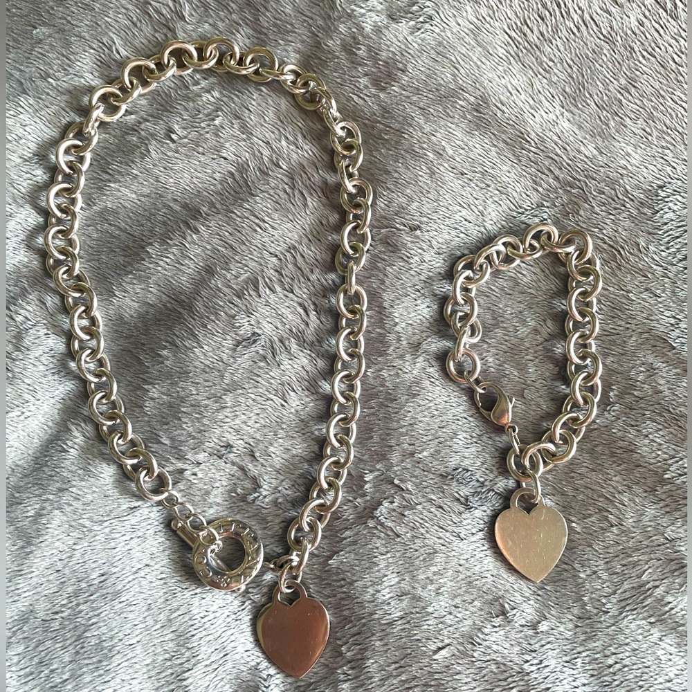 Tiffany’s Heart Toggle Necklace with Matching Heart Bracelet